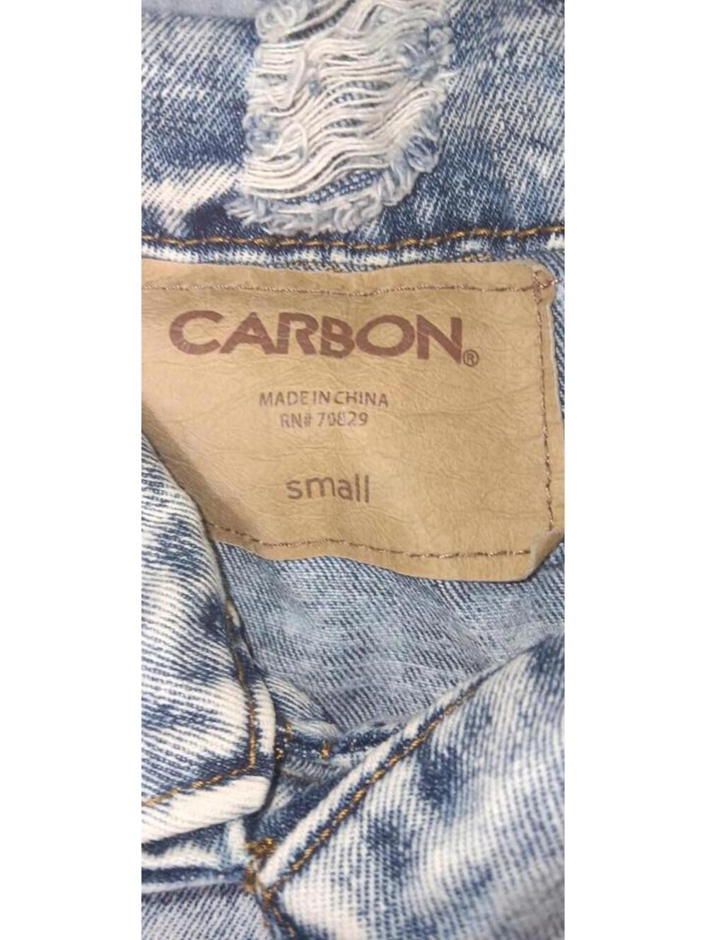 Carbon Denim Jean Jacket Mens Size Small Blue Jean Distressed Partial Acid Wash - Picture 2 of 13